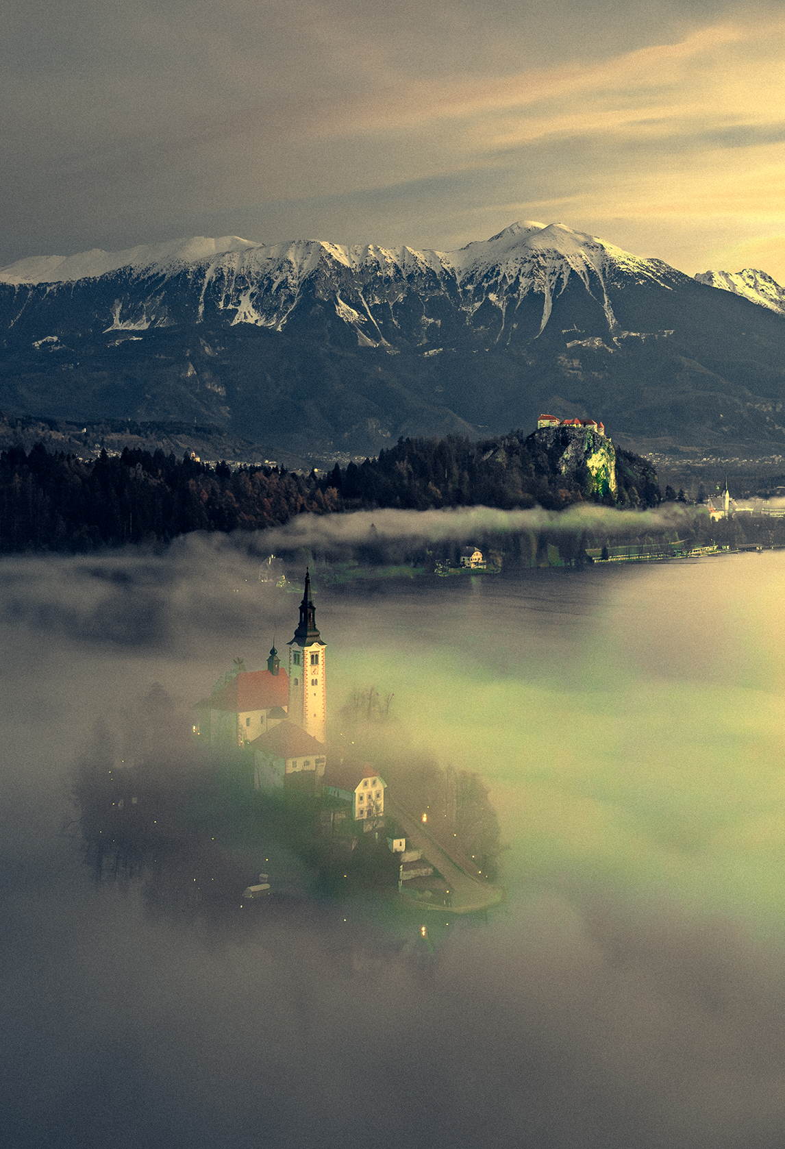 Aerial view lake bled @Where Mana Is