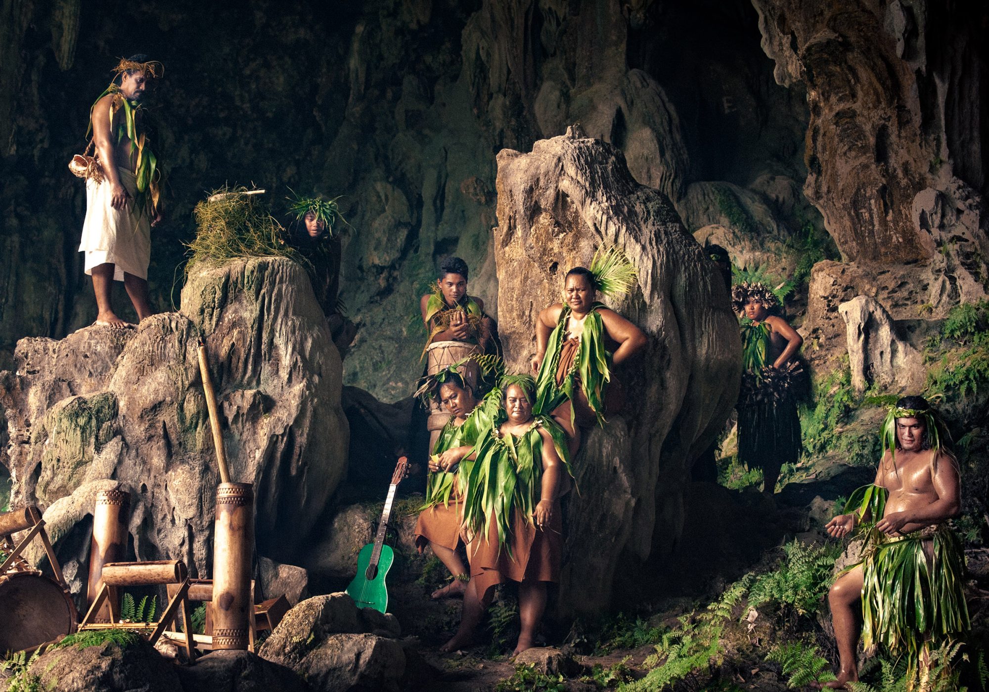 Instant saisi lors d'un tournage de documentaire Grotte Ana Aeo ou grotte Mitterand, Rurutu